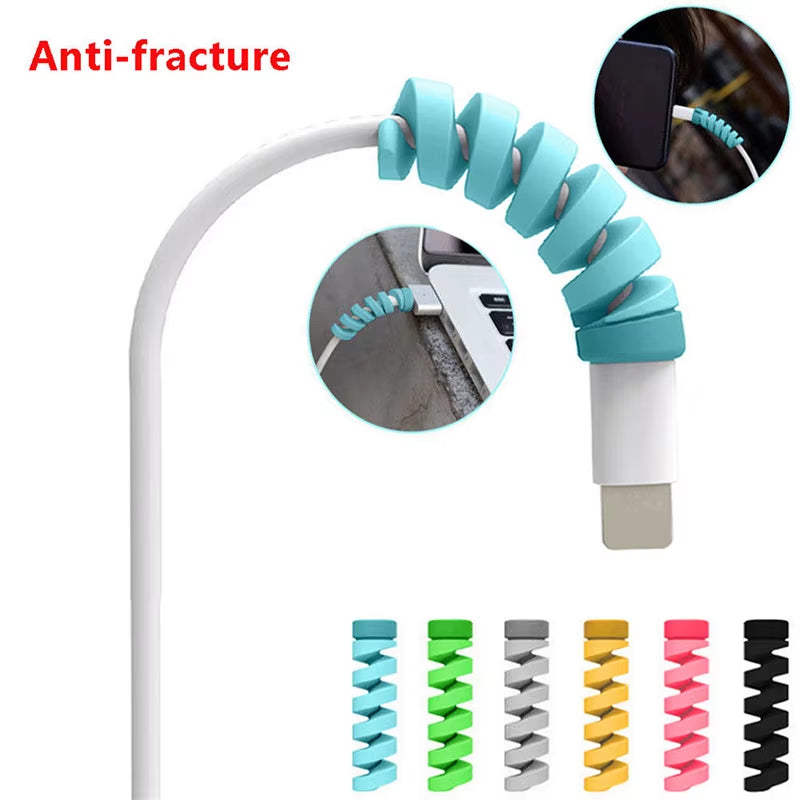 1Pc / 2Pcs Cable Protector Bobbin Winder Data Line Case Rope Protection Spring Twine for Iphone Android USB Earphone Cover